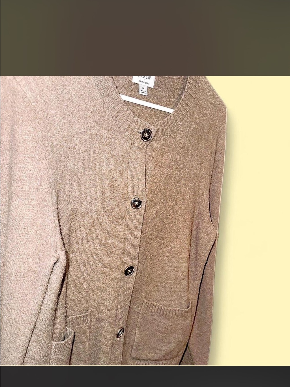 J. Crew Oatmeal Button Front Cardigan with Rose Undertones